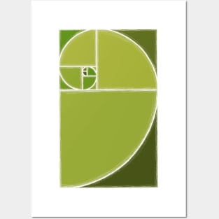 olive green fibonacci spiral Posters and Art